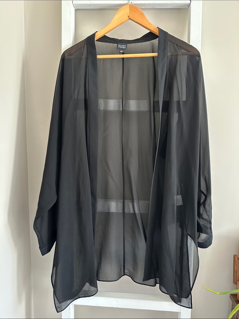 Eileen Fisher 100% Silk Sheer Cardigan Kimono Jacket